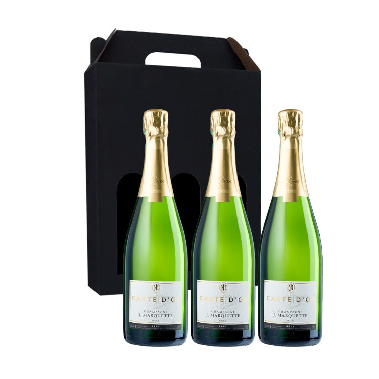 Billede af Vingave 3 fl. Champagne, J. Marquette - Carte D'or Brut i gaveæske