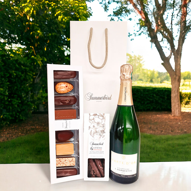 Se Chocolate & Champagne - gavepose med chokolade fra Summerbird hos Delikatessehuset