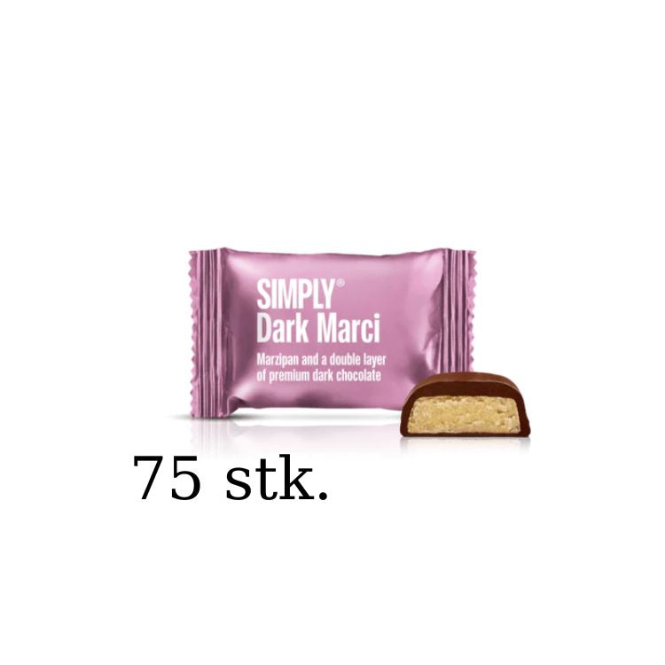 Se Simply Chocolate - Dark Marci Small One STORKØB (75 STK) hos Delikatessehuset