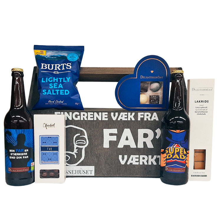 Gave til Fars Dag - Værktøjskasse med to specialøl, salt & sødt