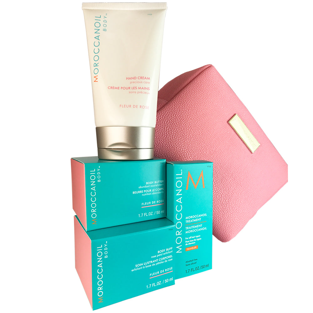 Moroccanoil Body Essentials Pink Travel Set Buff Buttercreamoil Treatment