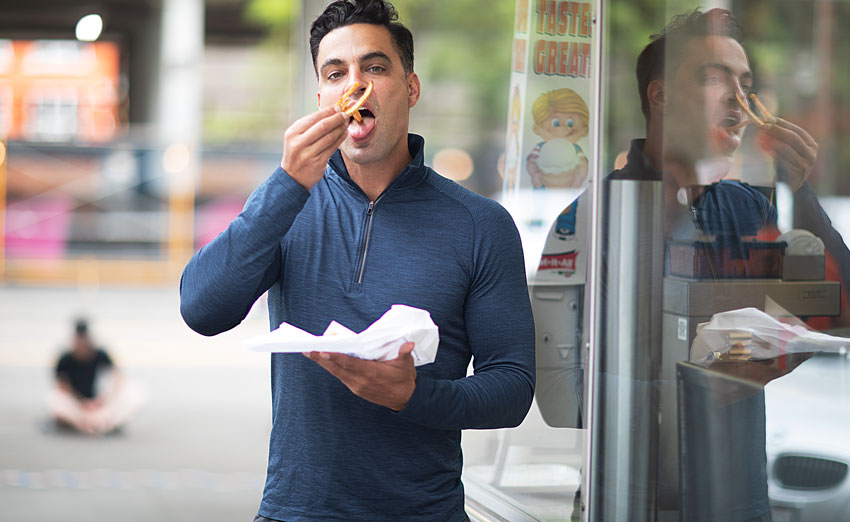 Matthew Konsmo eating Dick's fries in Capital hill. Matthew Konsmo eating Dick's fries in Capital hill.