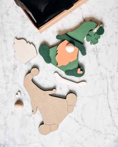 St. Patrick's Day Gnome, wooden craft kit