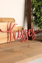 kisses wood cut out, Valentines Day craft decor