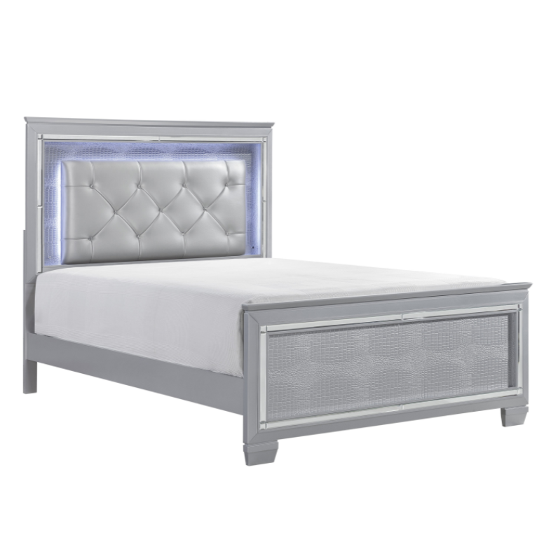 Allura LED Light Full Size Bed in Silver – Today's Home