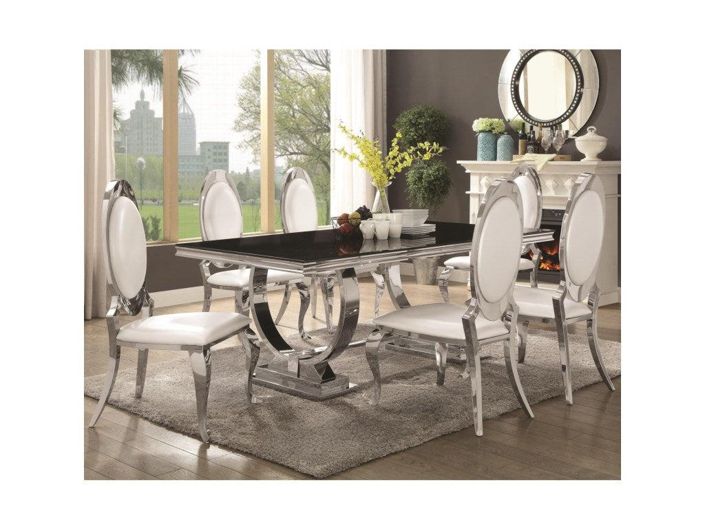 chrome and black dining table