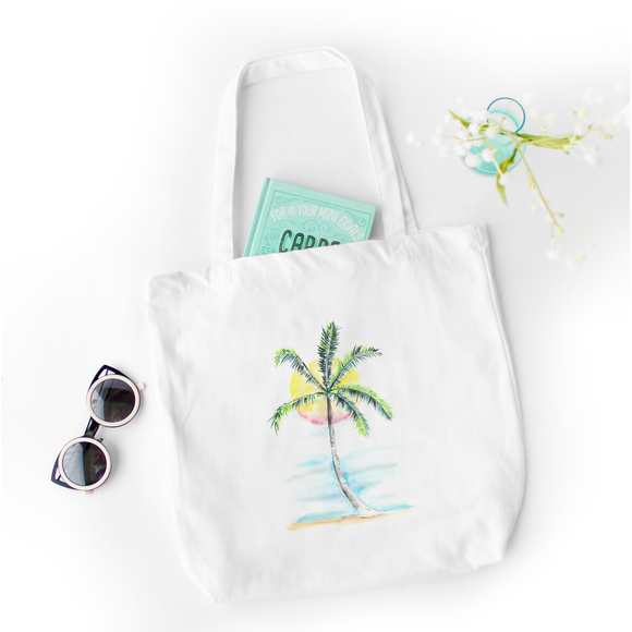 palm tree tote bag