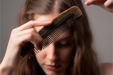 Young woman Combing the front of her hair