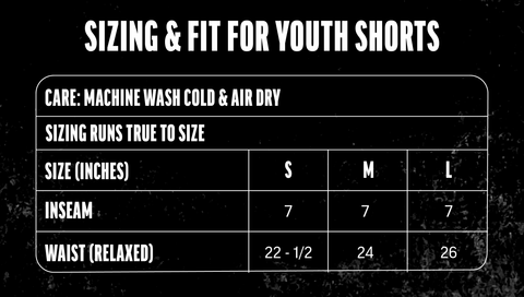 shorts size chart