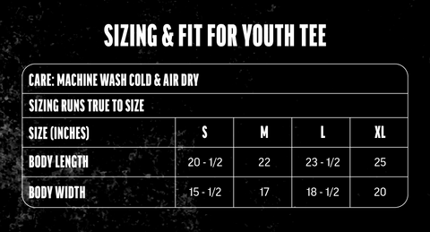 Youth Tee size chsrt