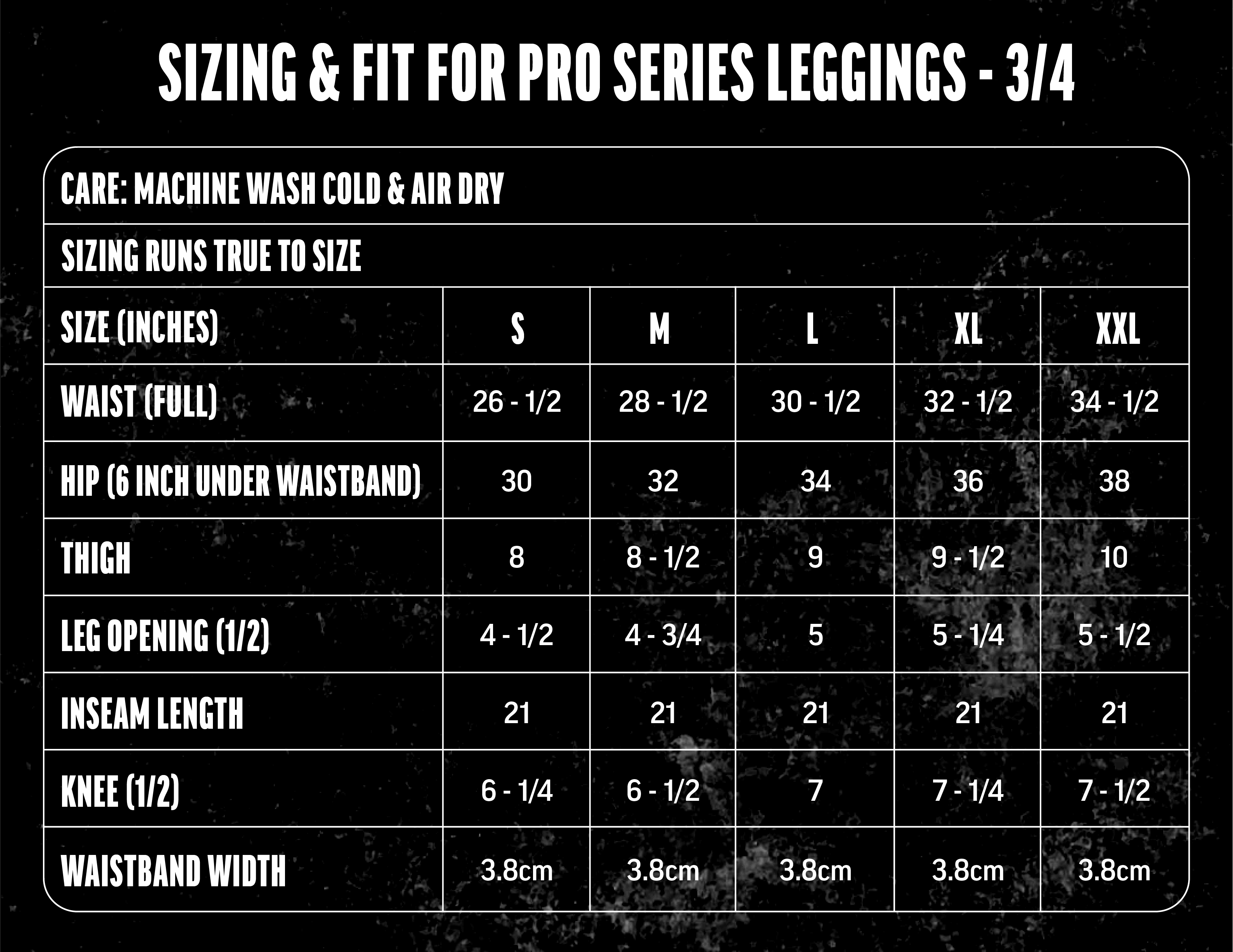 compression leggings size chart for Bl101