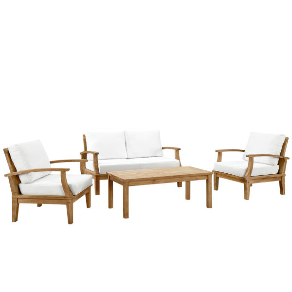 Marina 4 Piece Outdoor Patio Teak Set Arm Chairs by Modway