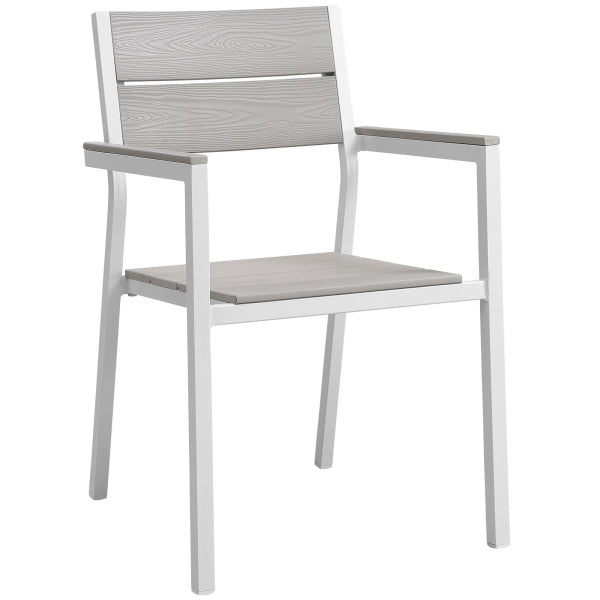 Maine 7 Piece Outdoor Patio Dining Set White Light Gray By Modway