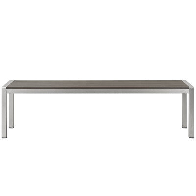Shore Outdoor Patio Aluminum Bench Silver Gray by Modway