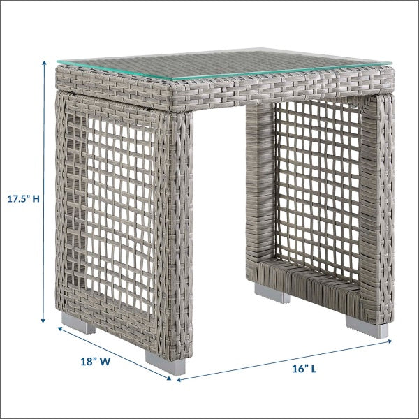 Aura Outdoor Patio Wicker Rattan Side Table Gray By Modway