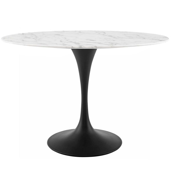 Lippa 48' Oval Artificial Marble Dining Table in Black By Modway