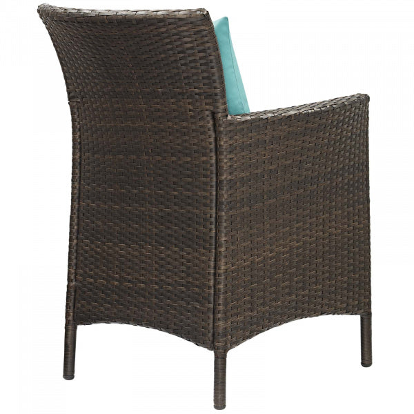 Conduit Outdoor Patio Wicker Rattan Dining Armchair Turquoise Set of 2 in Brown Turquoise by Modway