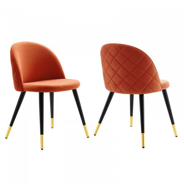 Cordial Performance Velvet Dining Chairs Set of 2 by Modway