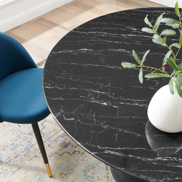 Lippa 54′ Artificial Marble Dining Table Black Black By Modway
