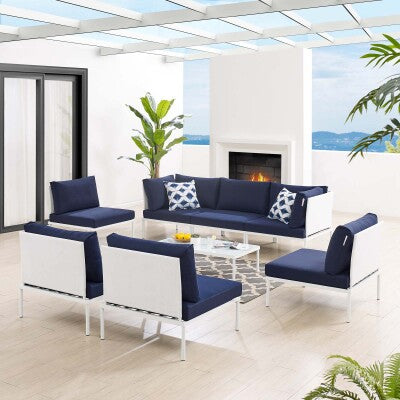 Harmony 8-Piece Sunbrella Outdoor Patio Aluminum Sectional Sofa Set | Polyester by Modway