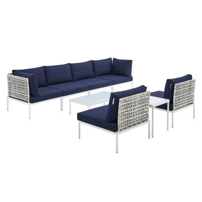 Harmony 8-Piece Sunbrella Basket Weave Outdoor Patio Aluminum Sectional Sofa Set by Modway