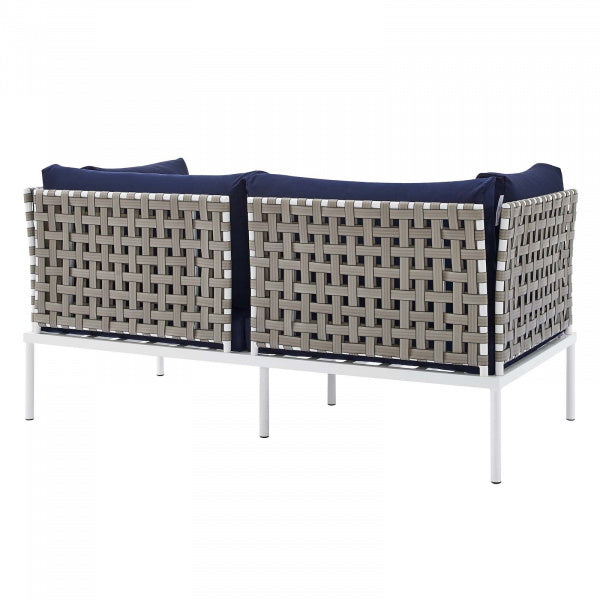 Harmony 8-Piece Sunbrella Basket Weave Outdoor Patio Aluminum Seating Set by Modway