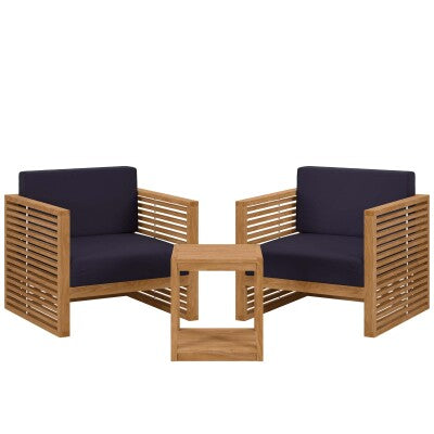 Carlsbad 3-Piece Teak Wood Outdoor Patio Outdoor Patio Set