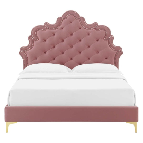 Sasha Button-Tufted Performance Velvet King Bed By Modway