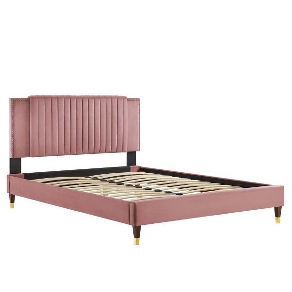 Zahra Channel Tufted Performance Velvet Full Platform Bed By Modway