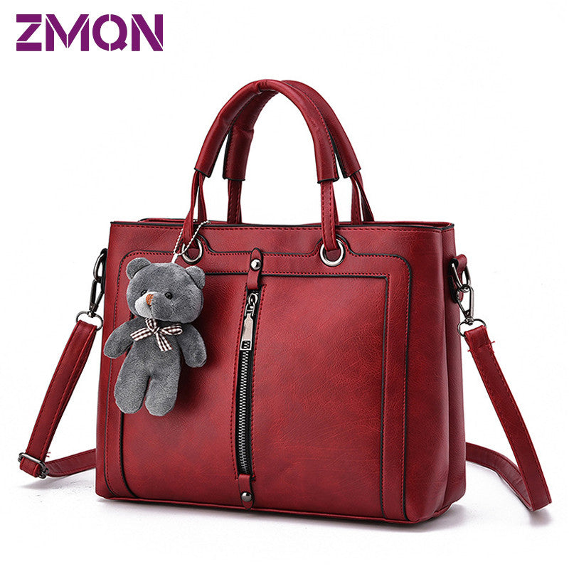 Leather Handbag Red Retro Vintage Bag 