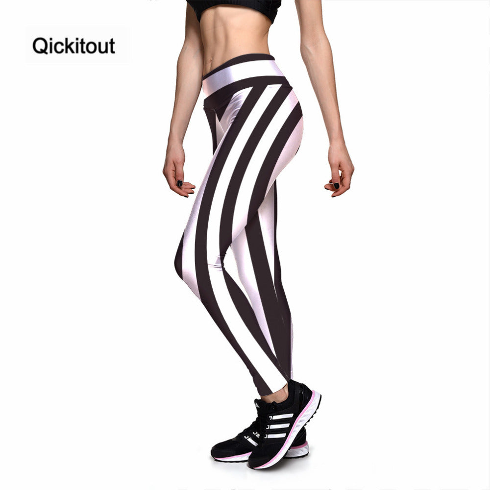 black and white striped workout leggings