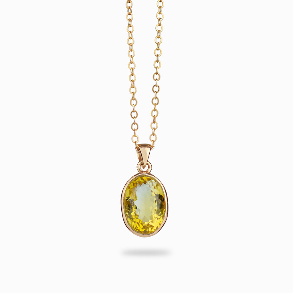 Oval Faceted Citrine Necklace in Rose Gold Vermeil