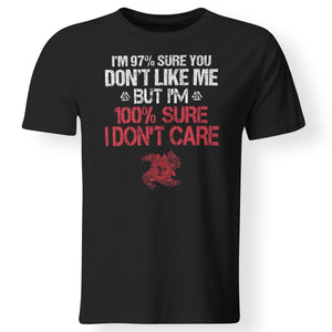 Viking T-shirt, I don't care, frontApparel[Heathen By Nature authentic Viking products]Premium Men T-ShirtBlackS