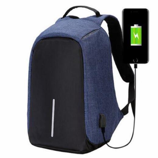 grey anti theft backpack