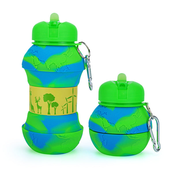 Maccabi Art Collapsible Silicone Basketball Water Bottle for Kids, 18 oz.