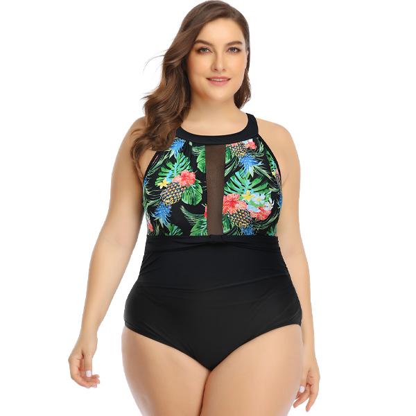 Women's Swimsuit Plus Size One-piece Swim suits Female Fused Large Black  Swimwear for Big Breasts