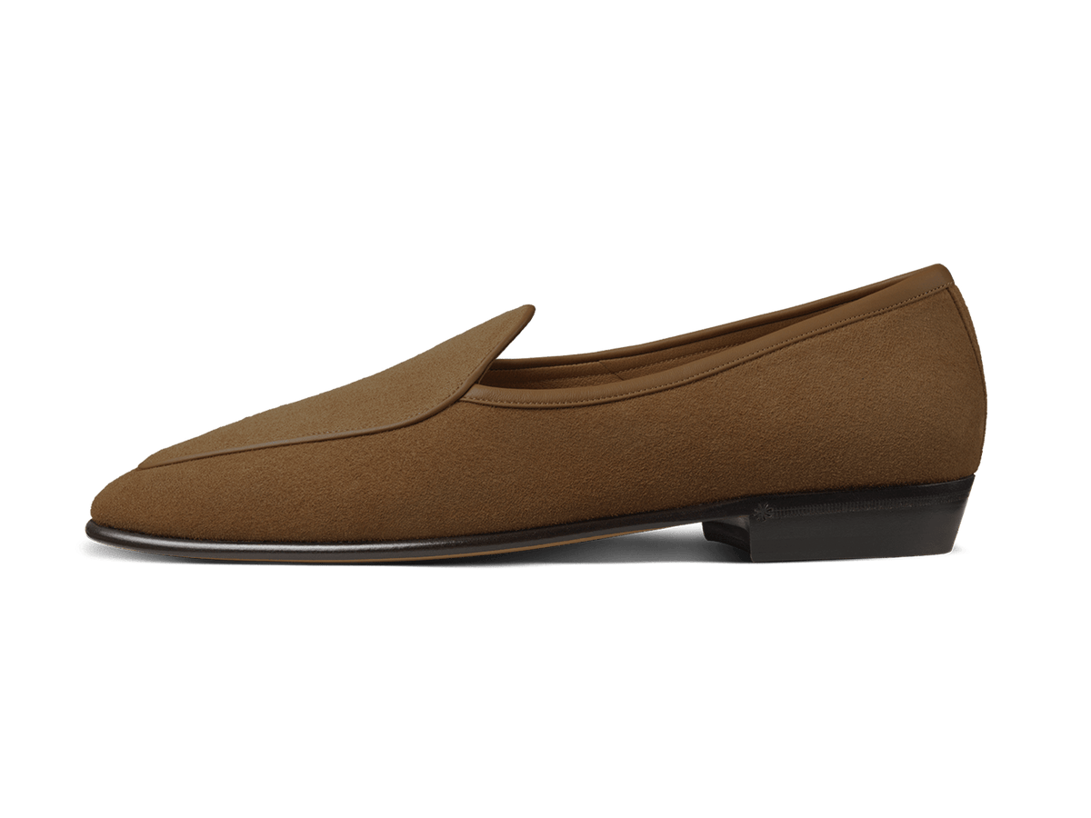 Sagan Classic Plain Men's Loafers in Tan Suede | Baudoin & Lange