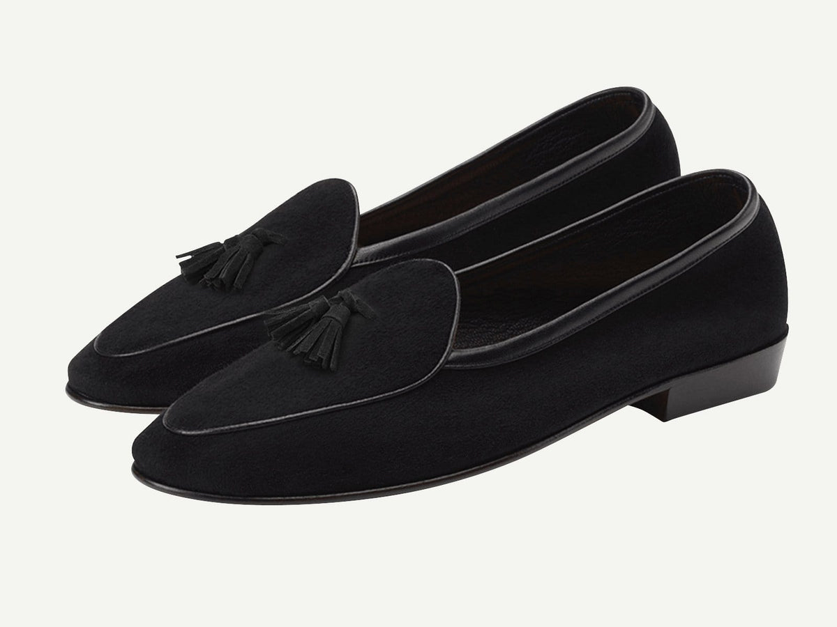 Baudoin & Lange | Women's Sagan Classic Tassels in Black Asteria Suede