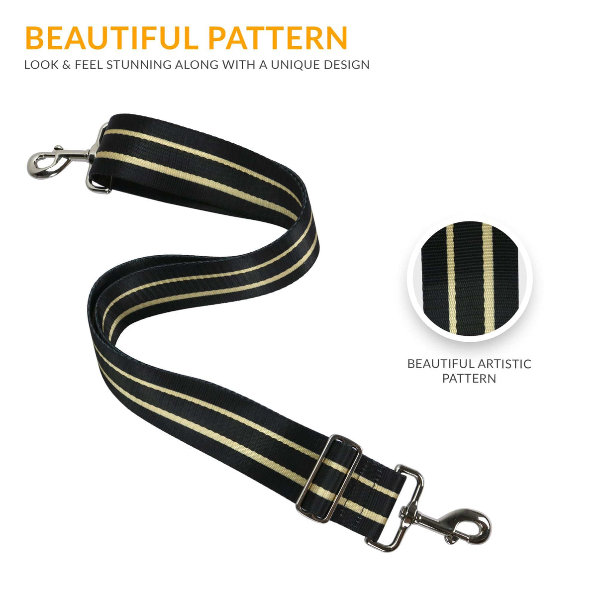 Black Gold Handbag Purse Strap - Fashion Guitar Style Purse strap - Art ...