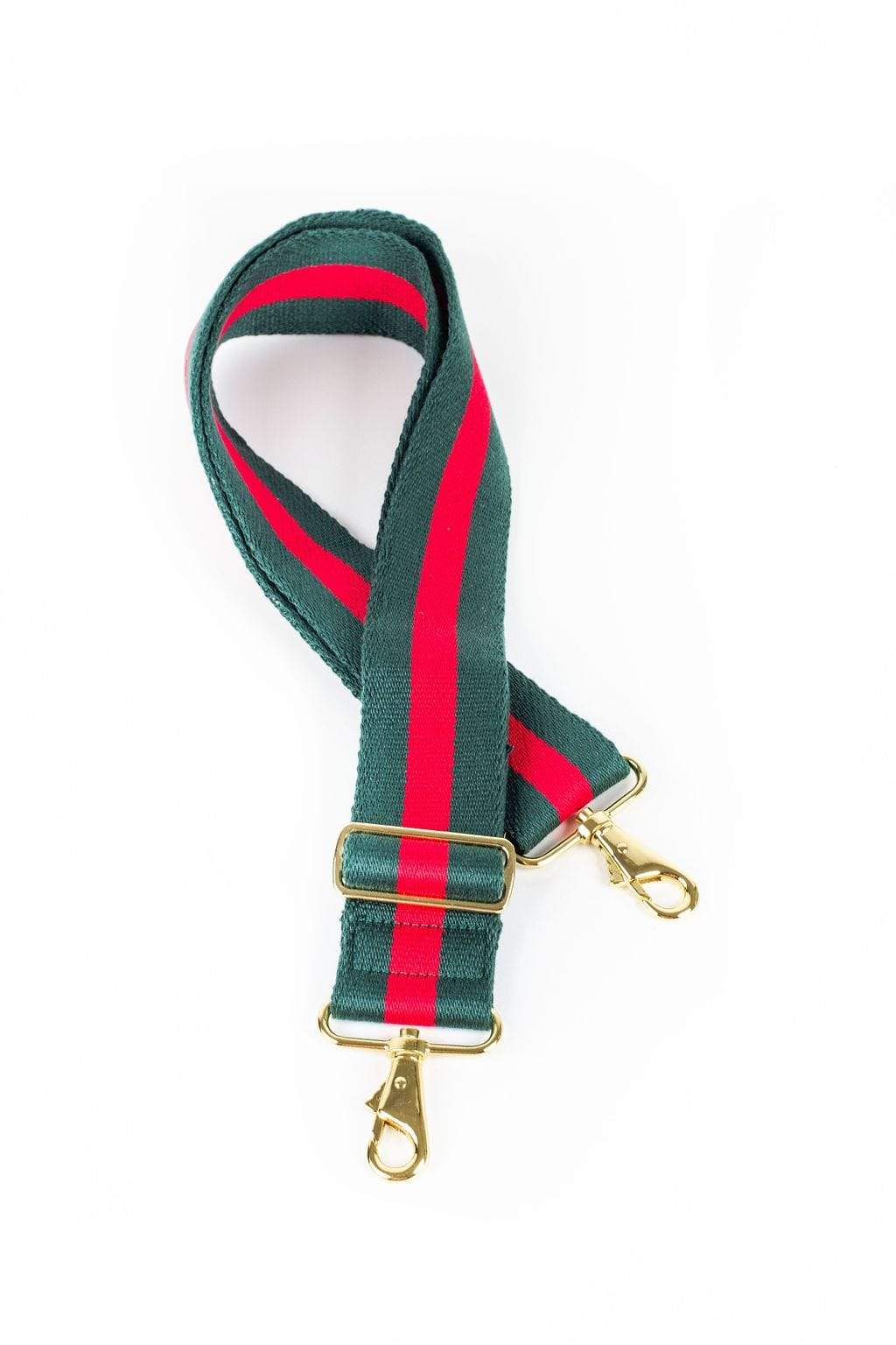 Gucci Style Red Green Handbag Strap - Silver Hardware