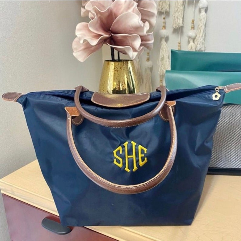 Monogrammed Navy Blue Overnight Duffle