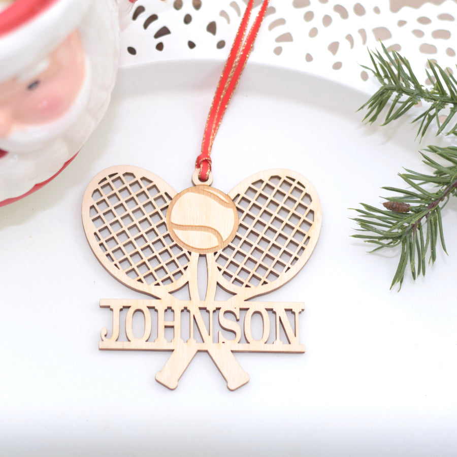 Tennis Racket Personalized Christmas Ornament