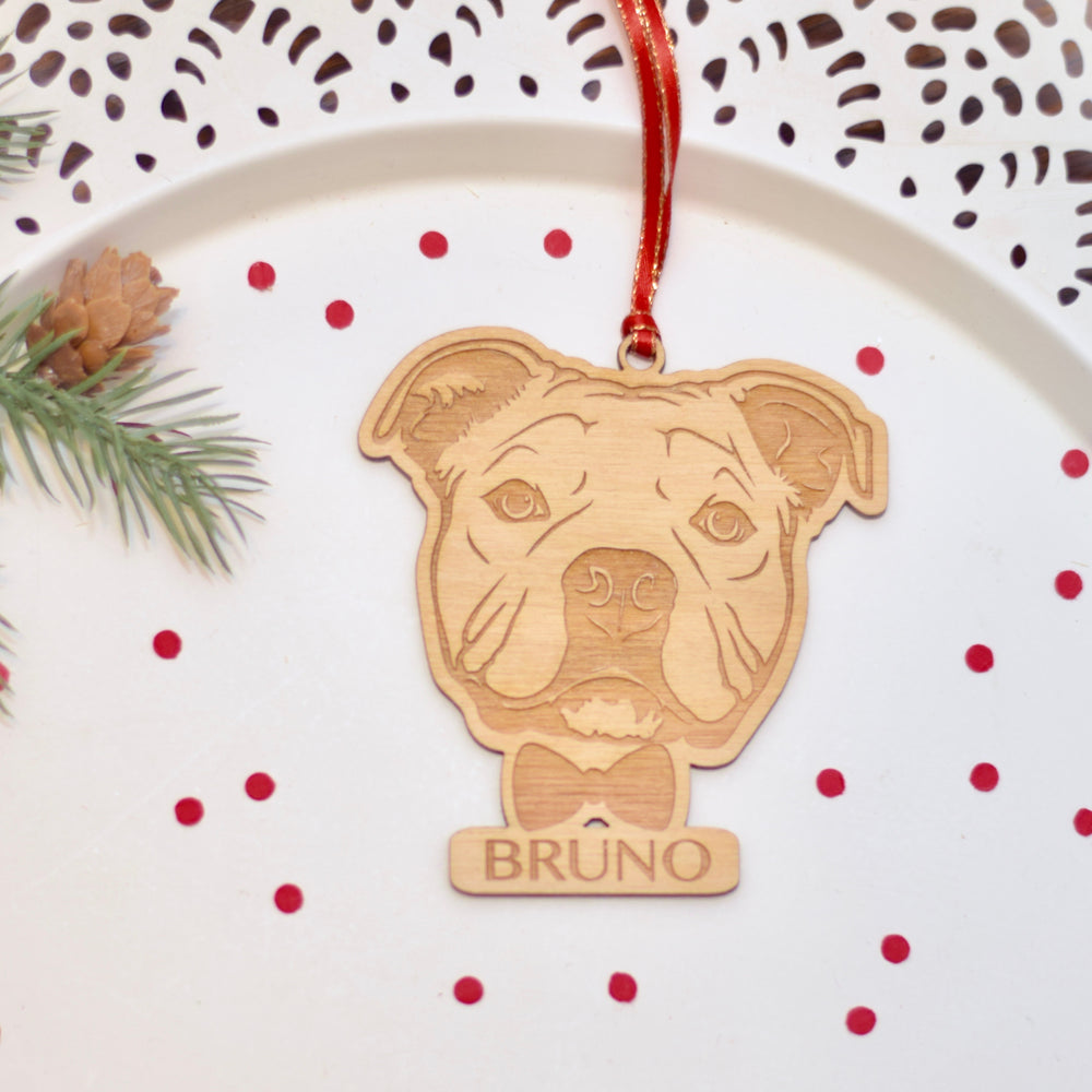 French Bully Christmas Tree Ornament Gift Personalized