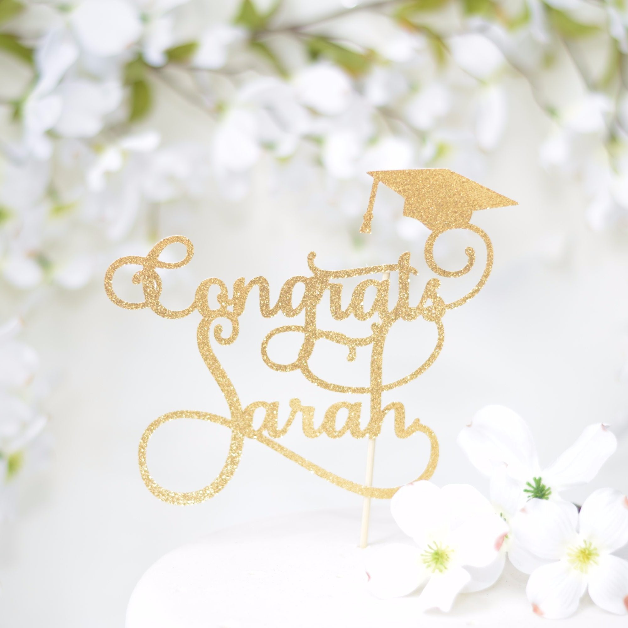 Congrats Graduation Cake Topper With Personalized Name - Sugar Crush Co.