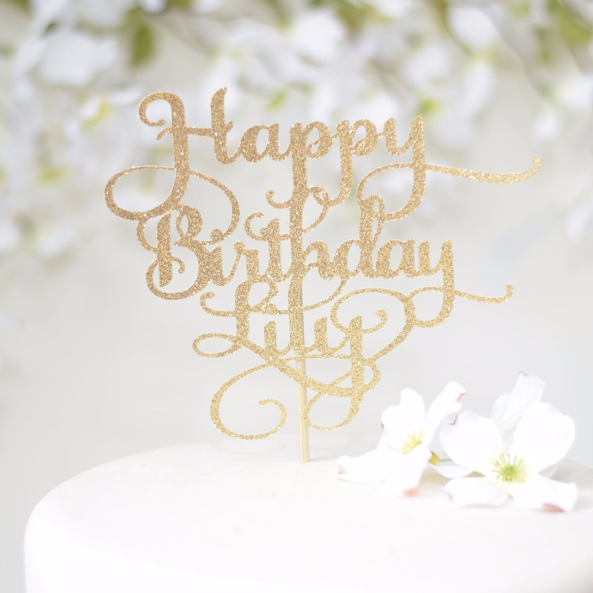 Gold Happy Birthday Cake Topper