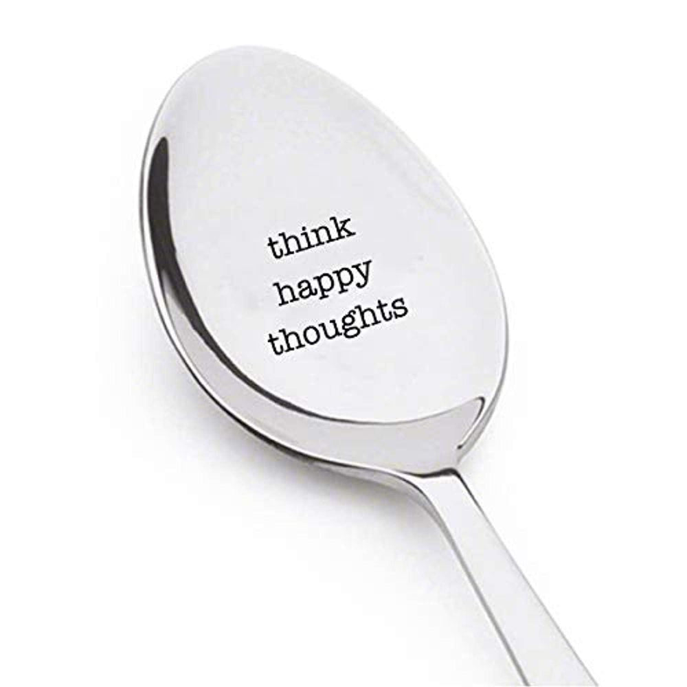 Motivational Good Vibes Gifts For Best Friends Think Happy Thoughts Engraved Spoon Boston Creative Company