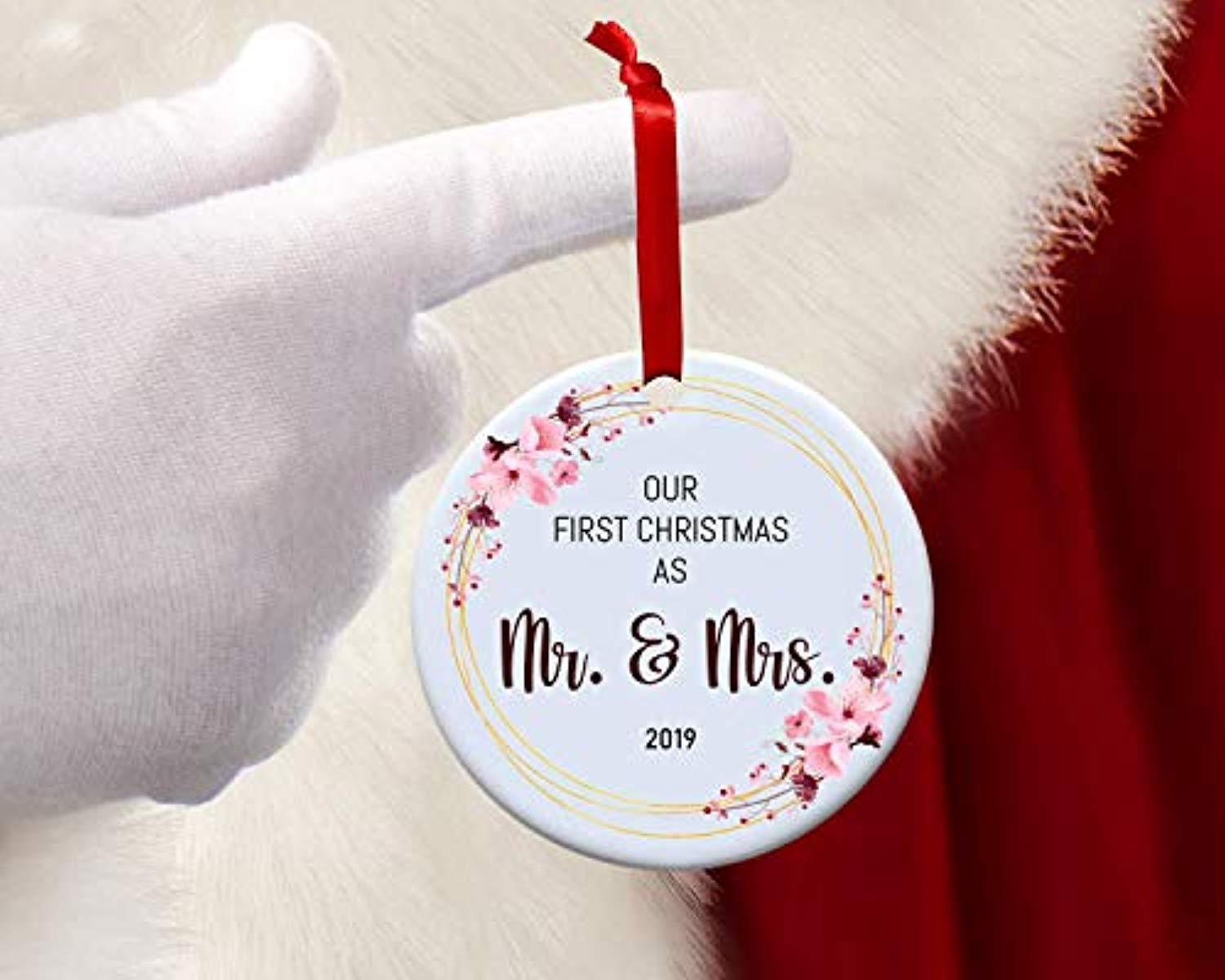 just married christmas tree ornament