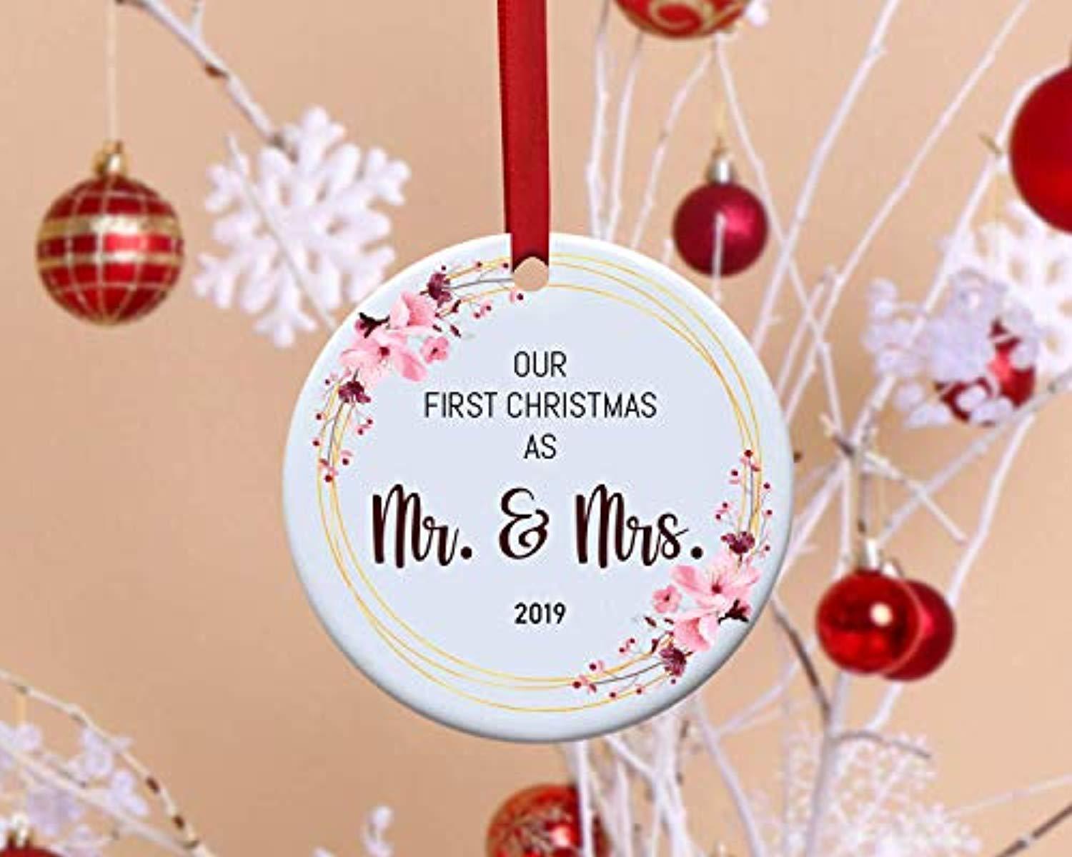 just married christmas tree ornament