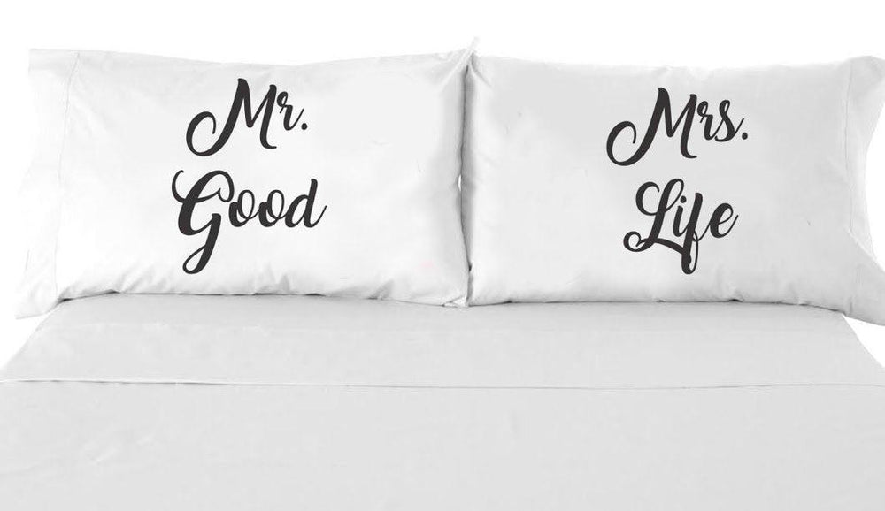 Mr Good And Mrs Life Couple Pillow Case Wedding Anniversary Gifts Set Of 2