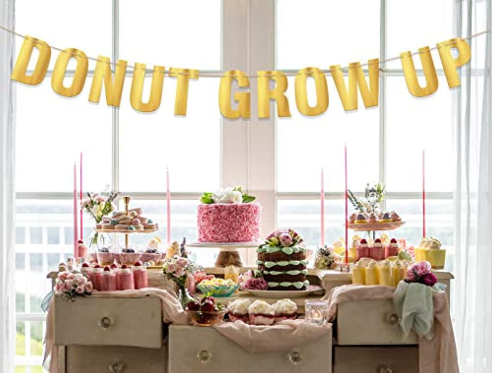 Donut Grow Up Party Supplies Donuts Time First Happy Birthday Party Decorations Kit Boy Or Girl -Donut Grow Up Banner For Doughnut Themed Baby Shower Decor picture pic